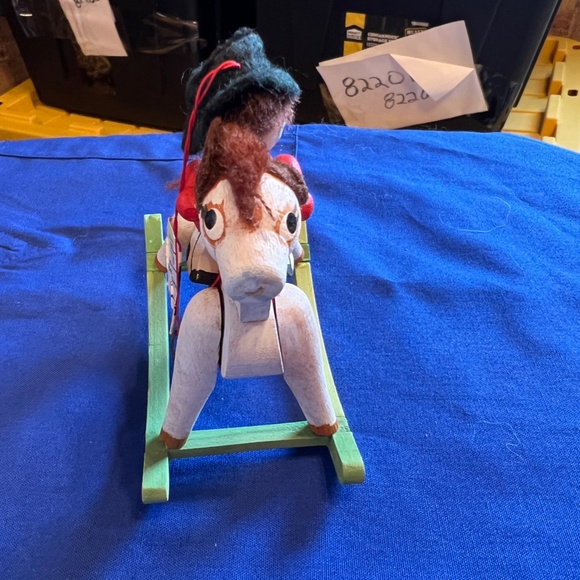 WOODEN ROCKING HORSE N BOY CHRISTMAS DECOR VINTAGE JAN 1981 - Picture 2 of 2